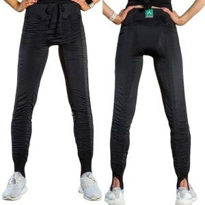 AGOGIE Wearable Women’s Petite +20 Resistance Pants Scrunched Leggings Black
